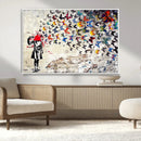 Banksy Art Butterfly Girl Explosion Canvas Art – Vibrant