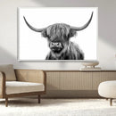 Grayscale Scottish Highland Cow Cattle Art Print Farmhouse by MyGreatCanvas | Canvas Wall Art Prints | Photo Prints & Wall Decor