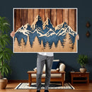 Rustic Wood Style Mountain Wall Art, Nature Forest Canvas