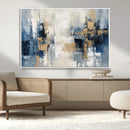 Modern Abstract Canvas Wall Art in Blue and Gold Tones |