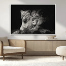 Lion Couple Wall Art Canvas Print – Elegant Black and White