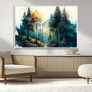 Watercolor Trees Forest Abstract Wall Art Canvas Print,