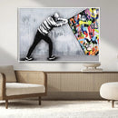 Banksy Art Behind the Curtain Street Wall Art Canvas Print |