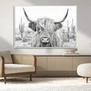 Rustic Charm | Cow Longhorn Black White Bighorn Wall Art by MyGreatCanvas | Canvas Wall Art Prints | Photo Prints & Wall Decor