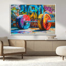 Fitness Gym Barbell Graffiti Wall Art Canvas Print
