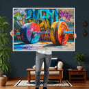 Fitness Gym Barbell Graffiti Wall Art Canvas Print