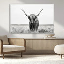 Highland Cow Canvas Wall Art – Majestic Beauty in Black and
