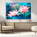 Pink Lotus Flower Canvas Wall Art | Vibrant Floral Wall