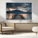 Mountain Lake Wood Pier Canvas Wall Art Nature Lake Print