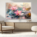 Lotus Flower Wall Art | 3-Panel Giclee Canvas Print of Pink