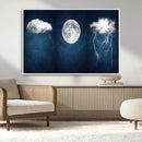 Dark Blue Cloud Art, 3 Piece Indigo Blue Wall Art, Aesthetic