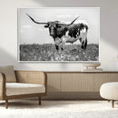 Texas Black White Highland Longhorn Cow Wall Art Canvas by MyGreatCanvas | Canvas Wall Art Prints | Photo Prints & Wall Decor