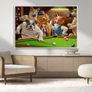 Dogs Playing Pool Canvas Wall Art Funny Gifts Dog Print