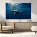 Whale under Ocean Wall Art Canvas Print