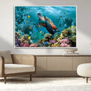 Sea Turtle and Coral Reef Triptych Wall Art – Vibrant