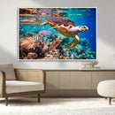 Sea Turtle Wall Art Canvas Print – Vibrant Ocean Coral Reef