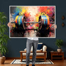 Weightlifting Barbell Art Triptych, Bold Abstract Fitness