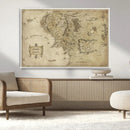 Vintage Middle Earth Map Wall Art Canvas – Lord of the Rings