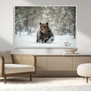 Grizzly Bear Wall Art – Framed Snowy Forest Canvas Artwork, by MyGreatCanvas | Canvas Wall Art Prints | Photo Prints & Wall Decor