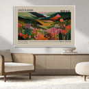 Yayoi Kusama Landscape Canvas Print, Vibrant Floral Mountain