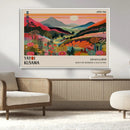 Yayoi Kusama Landscape Canvas Print, Vibrant Floral Mountain