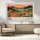 Framed Yayoi Kusama Print, Vibrant Floral Mountain Art