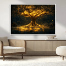 Golden Tree of Life Canvas Wall Art Print - Majestic Glowing