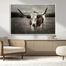 Texas Longhorn Cow Canvas Wall Art Print - Large Rustic