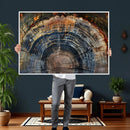 Framed Tree Ring Wall Art - Abstract Colorful Tree Ring Wall