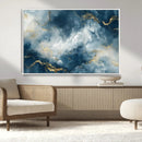 Large Abstract Print - Luxe Blue and Gold Abstract Canvas