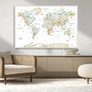 Animal World Map for Kids Room Decor