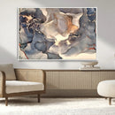 Abstract Blue and Gold Wall Art - Fluid Ink Artwork - Modern
