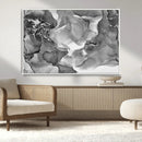 Black White Abstract Canvas Wall Art - Fluid Ink Artwork -