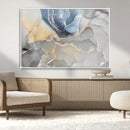 Large Abstract Blue and Gold Canvas Wall Art | Fluid Ink