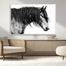 Black Horse Wall Art Canvas Print – Elegant Farmhouse Decor