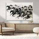 Abstract Horse Wall Art Canvas Print - Dynamic Black Ink