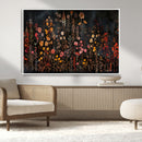 Dark Floral Canvas Wall Art - Moody Botanical Flower Print -