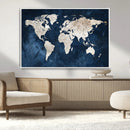 Vintage World Map Canvas Wall Art - Framed Map Print for