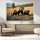 Grizzly Bear Family Wall Art Canvas Print – Majestic