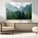 Misty Forest Mountain Wall Art Canvas Print – Framed Serene