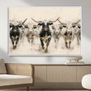 Texas Longhorn Wall Art – Framed Cattle Walking Canvas by MyGreatCanvas | Canvas Wall Art Prints | Photo Prints & Wall Decor