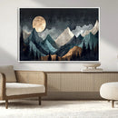 Moonlit Mountain Wall Art Canvas Print – Silhouetted Pines