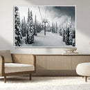 Snowy Pines Wall Art Canvas Print – Framed Ski Lift Winter