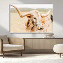 Texas Longhorn Wall Art Canvas Print – Framed Spotted Cow