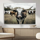 Texas Longhorn Wall Art – Framed Speckled Cow Canvas by MyGreatCanvas | Canvas Wall Art Prints | Photo Prints & Wall Decor