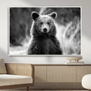 Grizzly Bear Wall Art Canvas Print – Framed Black White