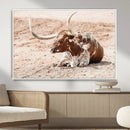 Texas Longhorn Wall Art Canvas Print – Framed Resting Bull by MyGreatCanvas | Canvas Wall Art Prints | Photo Prints & Wall Decor