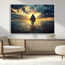 Jesus Walks Wall Art Canvas Print – Framed Divine Sunset by MyGreatCanvas | Canvas Wall Art Prints | Photo Prints & Wall Decor