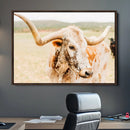 Texas Longhorn Wall Art Canvas Print – Framed Speckled Cow