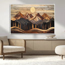 Wood Mountain Wall Art Canvas Print – Framed Boho Abstract